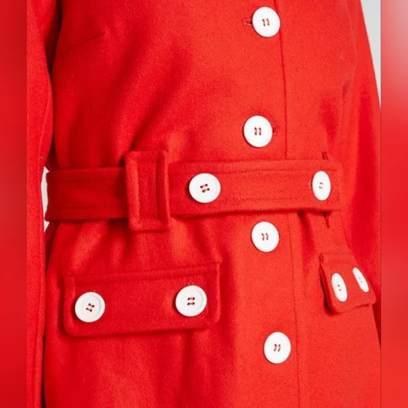 Modcloth Red Mod Belted Car Coat NWT - Picture 12 of 16